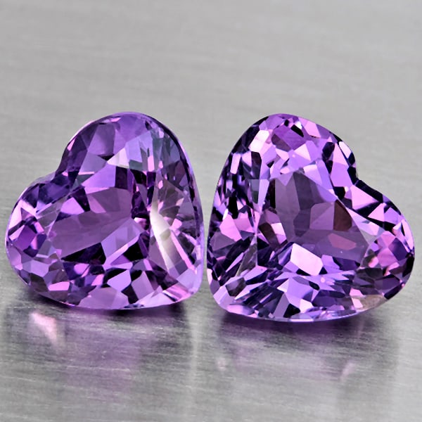 Natural Purple Amethyst 5.60 Ct. 2 Pcs Heart Shape 9.4 x 8.6 Mm Gemstone From Brazil: Product ID: 800325593 Product Name: Natural Amethyst Weight: 5.60 CT. Size: 9.4 x 8.6 x 6.9 MM. Shape: Heart Shape Color: Purple Clarity:VSI Luster: Good Gems Origin: Brazil Treatment: Unheated Crysta