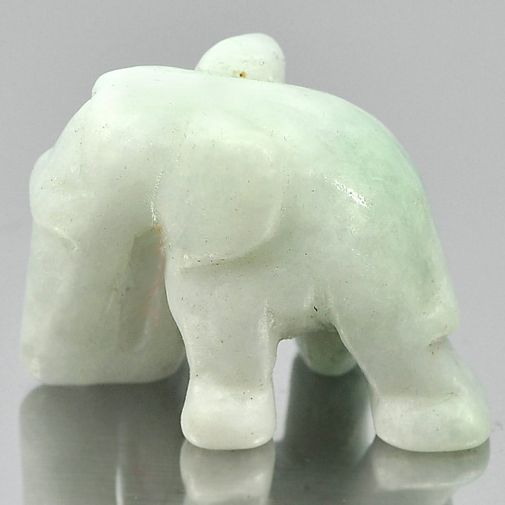 Natural Green White Jade 48.99 Ct. Elephant Carving Shape 25 x 19 Mm. Gemstone From Thailand: Product ID: 819813076 Product Name: Natural Jade Weight: 48.99 CT. Size: 25 x 19 x 15 MM. Shape: Elephant Carving Color: Green Clarity:Opaque Luster: Good Gems Origin: Thailand Treatment: Unheated Cry