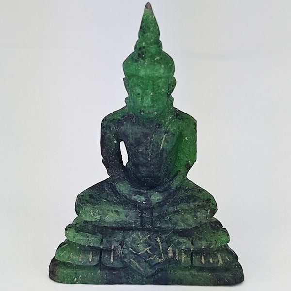 Natural Red Green Ruby in Zoisite 70.33 Ct. Buddha Carving Shape 41 x 30 Mm Gemstone From Madagascar: Product ID: 805935819 Product Name: Natural Zoisite Carving Weight: 70.33 CT. Size: 41 x 30 x 12.8 MM. Shape: Carving shape Color: Red Green Clarity:Opaque Luster: Good Gems Origin: Madagascar Treatme