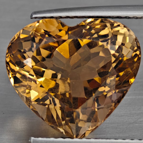 Natural Imperial Topaz 12.83 Ct. Heart Shape 14.5 x 12.8 Mm Gemstone From Brazil (1 of 3)