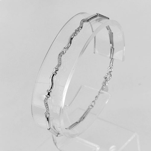 925 Silver Sterling Bracelet Jewelry Length 7 Inch. Wave Design (1 of 3)