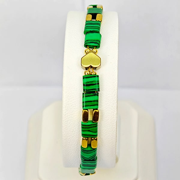 Natural Malachite 925 Sterling Silver Bracelet Jewelry Max Length 8 Inch. (1 of 3)