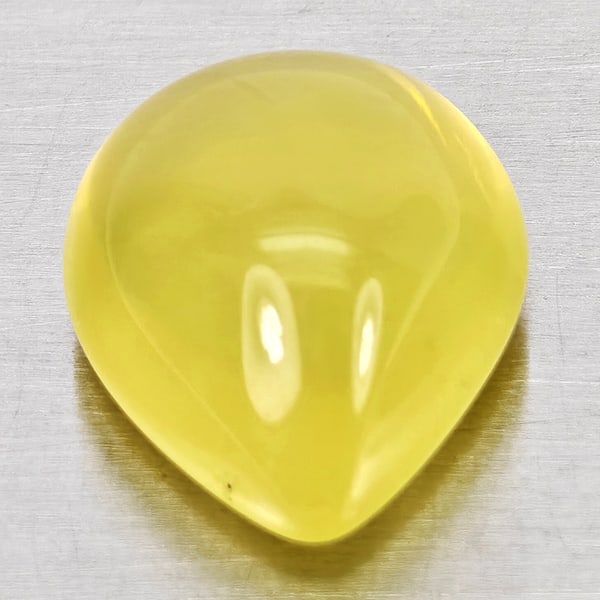 Natural Yellow Lemon Quartz 8.78 Ct. Pear Cabochon Shape 14.4 x 12 Mm Gemstone From Brazil (1 of 3)