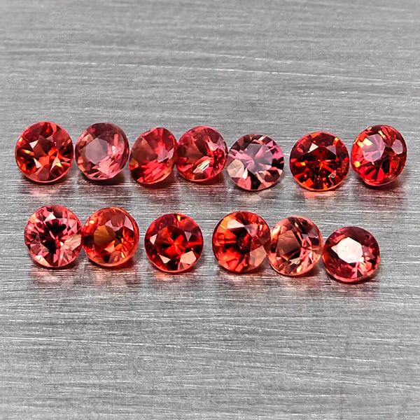 Natural Orangish Red Songea Sapphire 0.89 Ct. 13Pcs Round Diamond Cut 2.2 Mm Gemstones From Tanzania (1 of 3)
