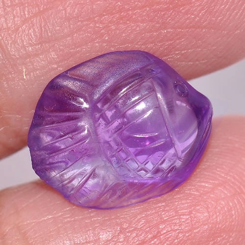 Natural Purple Amethyst 4.76 Ct. Fish Carving 13.5 x 11.5 Mm. Unheated Gemstone (1 of 3)