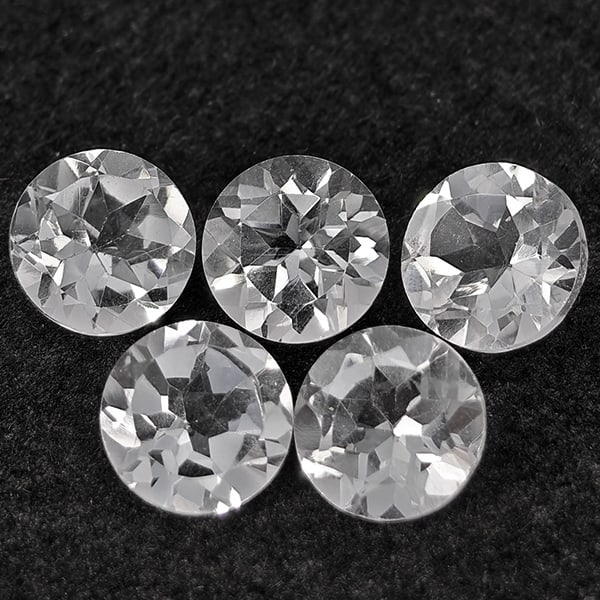 Natural White Topaz 5.23 Ct. 5 Pcs Round Shape 6.1 Mm Gemstone from Brazil (1 of 3)