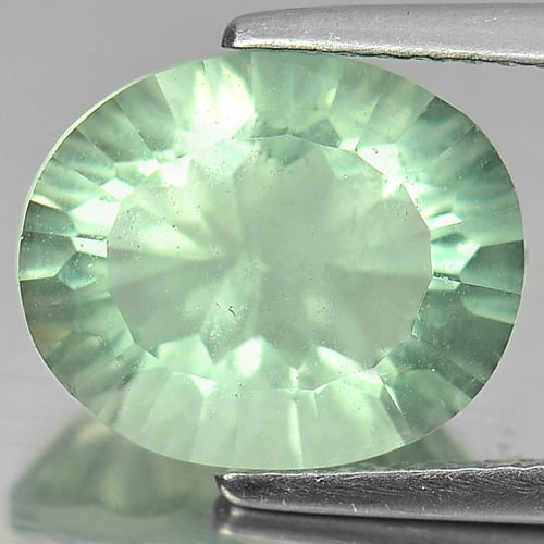 Natural Green Fluorite 5.43 Ct. Oval Concave Cut 12.2 x 10.1 Mm Gemstone from Brazil (1 of 3)