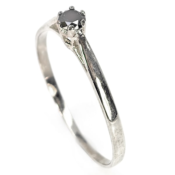 925 Sterling Silver Ring Jewelry 0.84 Grams With Natural Diamond 0.13 Ct. Size 7 (1 of 3)