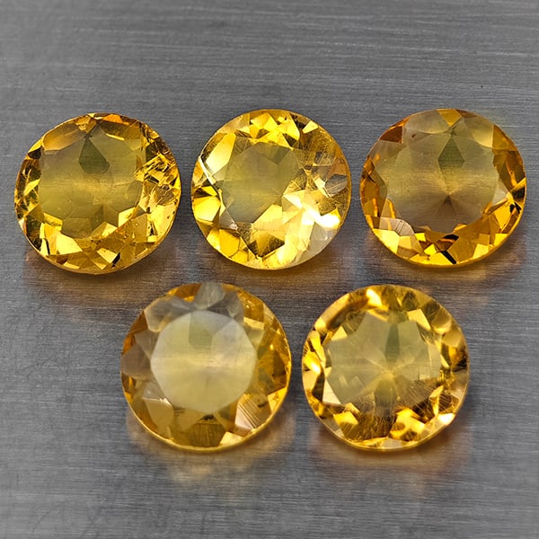 Natural Yellow Citrine 5.85 Ct. 5 Pcs Round Shape 7 Mm Gemstone From Brazil (1 of 3)