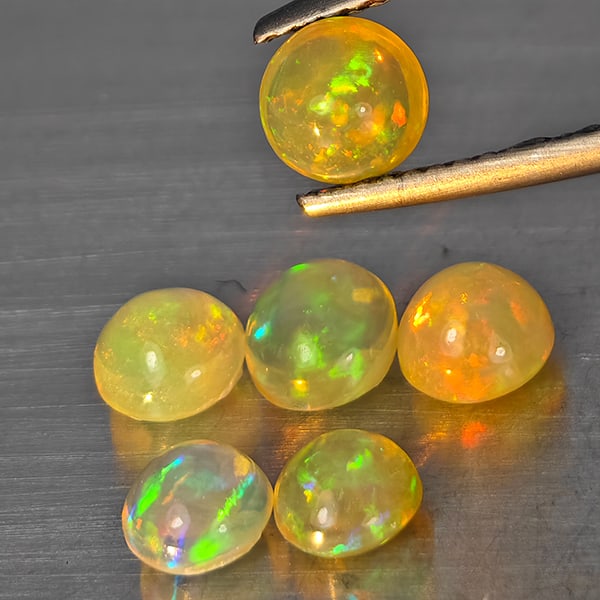 Natural Multi Color Play Of Colour Opal 2.55 Ct. 6 Pcs Round Cabochon Shape Gemstones From Ethiopia (1 of 3)