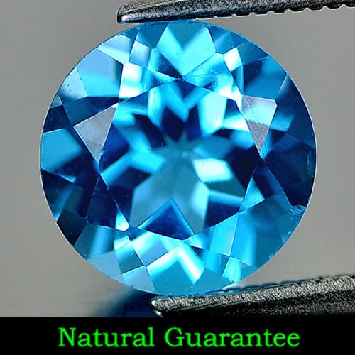 Natural Swiss Blue Topaz 3.27 Ct. Round Shape 9.1 Mm Gemstone From Brazil (1 of 3)