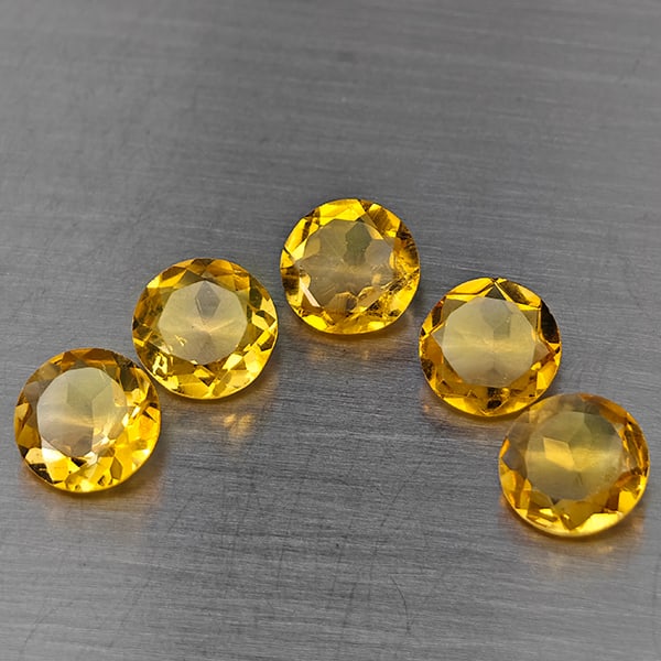 Natural Yellow Citrine 5.57 Ct. 5 Pcs Round Shape 7 Mm Gemstone From Brazil (1 of 3)