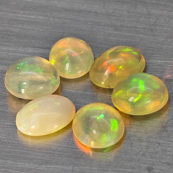 Natural Multi Color Play Of Colour Opal 1.75 Ct. 6 Pcs Oval Cabochon Shape Gemstones From Ethiopia (1 of 3)