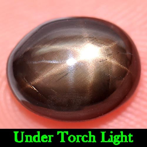 Natural Black Star Sapphire 6 Rays 2.98 Ct. Oval Cabochon Shape 8.9 x 7.1 Mm Gemstone From Thailand: Product ID: 806153887 Product Name: Natural Star Sapphire Weight: 2.98 CT. Size: 8.9 x 7.1 x 4.1 MM. Shape: Oval Cabochon Color: Black Clarity:Opaque Luster: Good 6 Rays Star Gems Origin: Thailand Tre