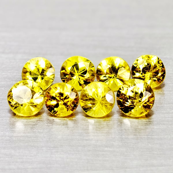 Natural Yellow Sapphire 0.65 Ct. 8 Pcs Round Diamond Cut 2.4 Mm Gemstones From Thailand (1 of 3)