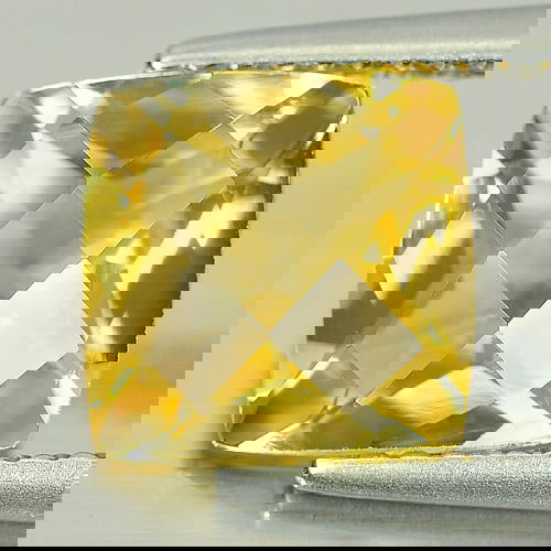 Natural Yellow Citrine 2.24 Ct. Clean Cushion Checkerboard Cut 8.2 Mm. Gemstone From Brazil (1 of 3)