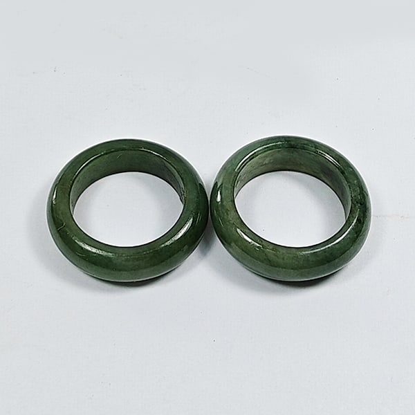 Natural White Green Jade 32.28 Ct. 2 Pcs Round Shape Ring Size 5 (1 of 3)