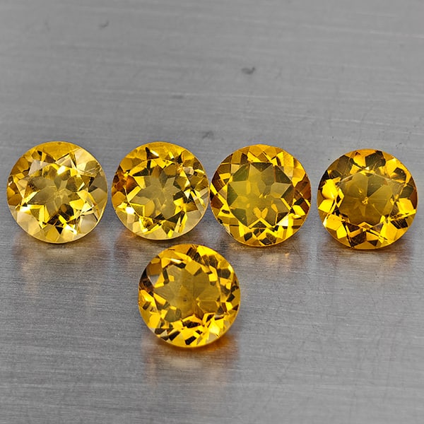 Natural Yellow Citrine 5.57 Ct. 5 Pcs Round Shape 7 Mm Gemstone From Brazil (1 of 3)