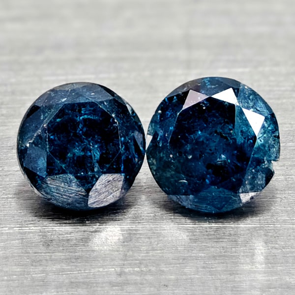 Natural Blue Loose Diamond 0.41 Ct. 2 Pcs Round Diamond Cut 3.3 Mm (1 of 3)