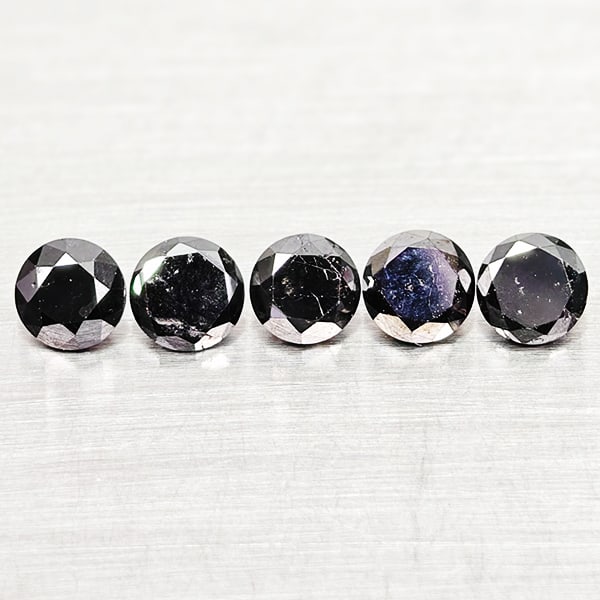 Natural Black Loose Diamond 1.13 Ct. 5 Pcs Round Diamond Cut 3.7 Mm (1 of 3)