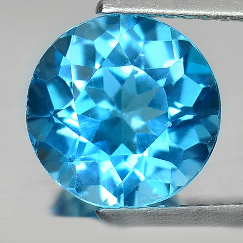 Natural Swiss Blue Topaz 3.08 Ct. Round Shape 9 Mm Gemstone from Brazil: Product ID: 807156010 Product Name: Natural Blue Topaz Weight: 3.08 CT. Size: 9 x 9 x 5.7 MM. Shape: Round Color: Swiss Blue Clarity:SI Luster: Good Gems Origin: Brazil Treatment: Treated Crystal Stru