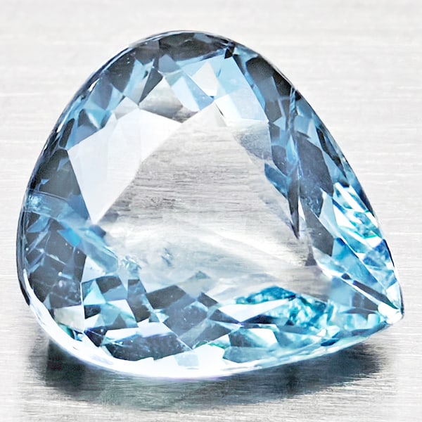 Natural Light Blue Aquamarine 1.01 Ct. Pear Shape 7.3 x 6.5 Mm Gemstone from Brazil (1 of 3)
