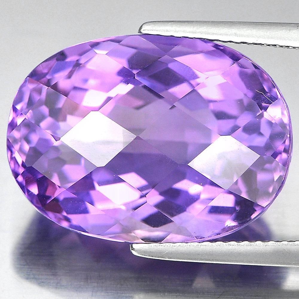 Natural Purple Amethyst 15.97 Ct. VVS Oval Checkerboard Cut 18.8 x 13.8 Mm. Gemstone From Brazil (1 of 3)