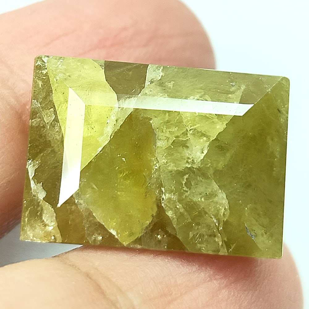 Natural Green Yellow Sphene 29.86 Ct. Baguette Shape Gemstone From Madagascar (1 of 3)