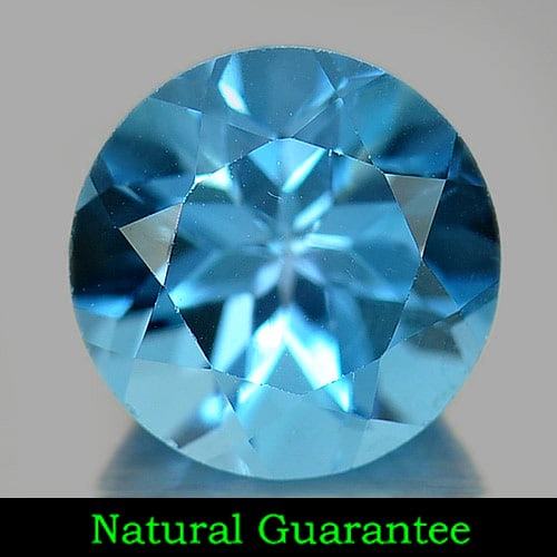 Natural Swiss Blue Topaz 3.42 Ct. Round Shape 9.1 Mm Gemstone From Brazil: Product ID: 807158405 Product Name: Natural Blue Topaz Weight: 3.42 CT. Size: 9.1 x 9.1 x 6.4 MM. Shape: Round Color: Blue Clarity:IF Luster: Very Good Gems Origin: Brazil Treatment: Treated Crystal S