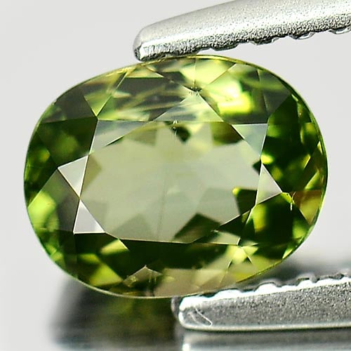 Natural Yellowish Green Tourmaline 0.81 Ct. Oval Shape 6.6 x 5.1 Mm. Gemstone From Nigeria (1 of 3)