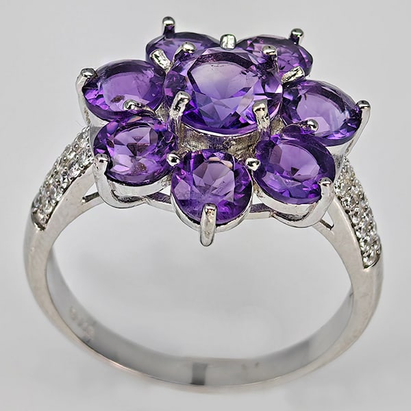 Natural Purple Amethyst 925 Sterling Silver Ring Jewelry 4.15 Grams Size 8 (1 of 3)