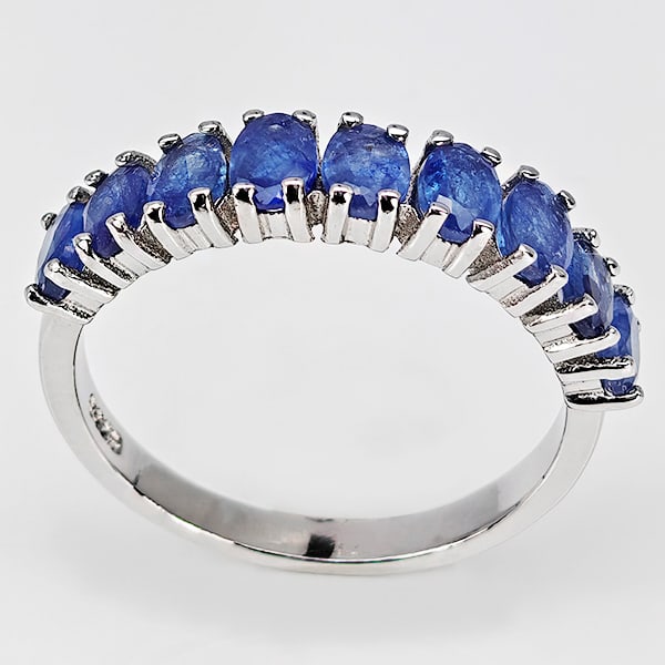 Natural Blue Sapphire 925 Sterling Silver Ring Jewelry 2.92 Grams Size 8 (1 of 3)