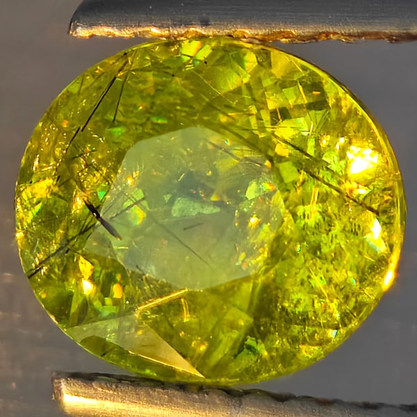 Natural Multi-Color With Rainbow Spark Sphene 1.82 Ct. Oval Shape 7.7 x 6.8 Mm Gemstone Madagascar (1 of 3)