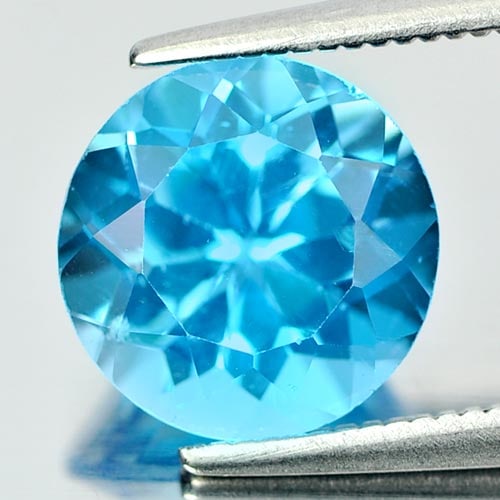 Natural Swiss Blue Topaz 3.29 Ct. Round Shape 9.1 Mm Gemstone From Brazil (1 of 3)