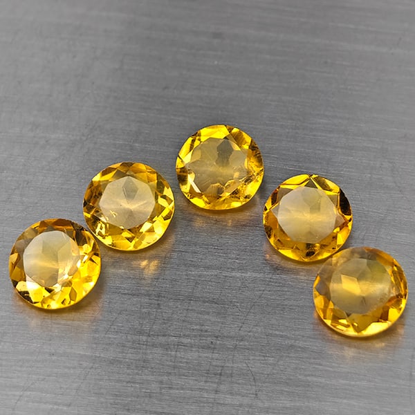Natural Yellow Citrine 5.36 Ct. 5 Pcs Round Shape 7 Mm Gemstone From Brazil (1 of 3)