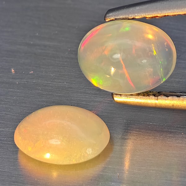 Natural Multi Color Play Of Colour Opal 1.21 Ct. 2 Pcs Oval Cabochon Shape Gemstones From Ethiopia (1 of 3)
