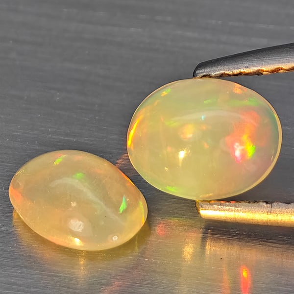 Natural Multi Color Play Of Colour Opal 0.88 Ct. 2 Pcs Oval Cabochon Shape Gemstones From Ethiopia (1 of 3)