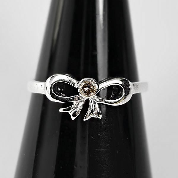 925 Sterling Silver Ring Jewelry 1.15 G. With Natural Diamond 0.06 Ct. Size 6 (1 of 3)