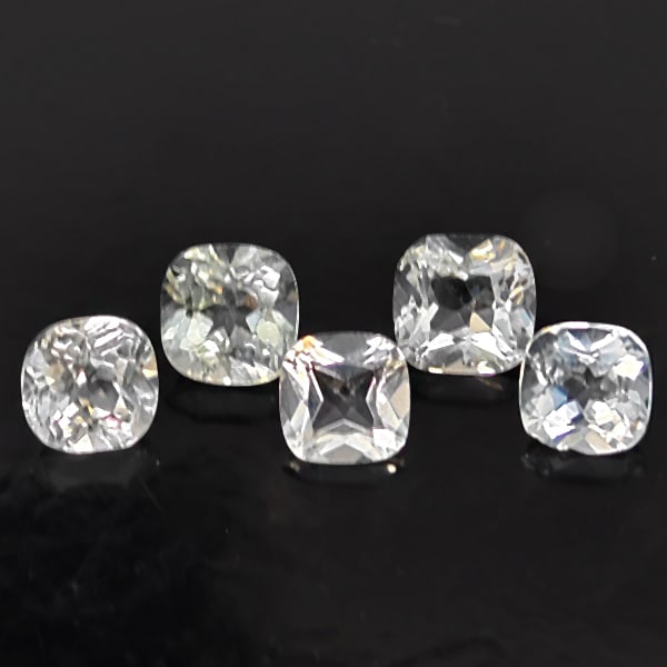 Natural White Topaz 9.91 Ct. 5 Pcs Cushion Shape Gemstone From Brazil (1 of 3)