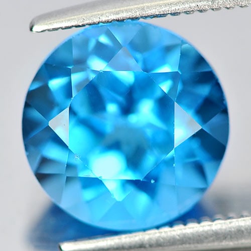 Natural Swiss Blue Topaz 3.71 Ct. Round Shape 9.2 Mm Gemstone from Brazil (1 of 3)