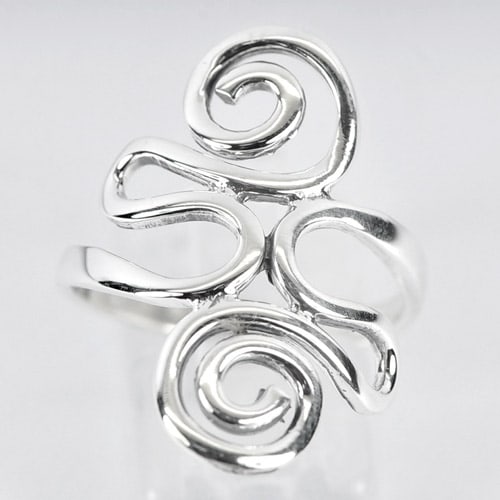 3.98 G. Real 925 Sterling Silver Swirl Jewelry Ring Size 8 Thailand (1 of 3)