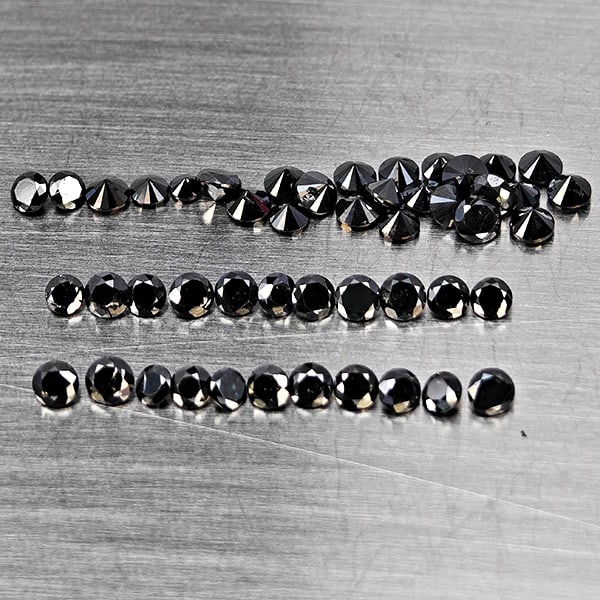 Natural Black Diamond 1.19 Ct. 50 Pcs Round Diamond Cut 2 Mm (1 of 3)