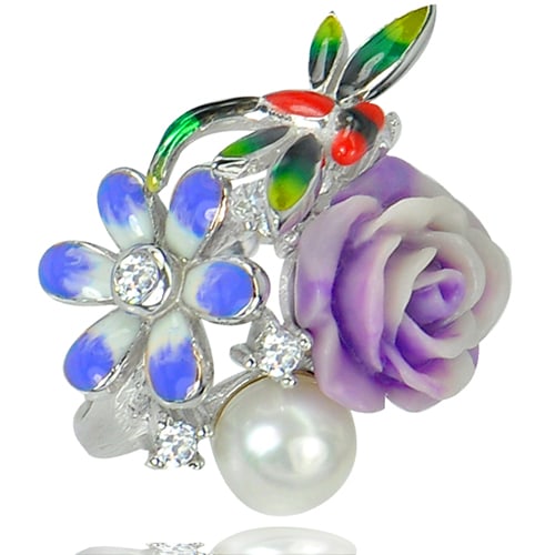 925 Sterling Silver Ring 7 Natural Gems White Pearl with Rose Resin 7.55 G.: Product ID: 207102349 Product Type: 925 Sterling Silver Fine Jewelry Jewelry Weight: 7.55 Grams. Ring Size: 7 Resizable(Fee) Gemstones Color: Multi-Color Metal: Solid Silver 92.5%. Gemstone Detail: Na