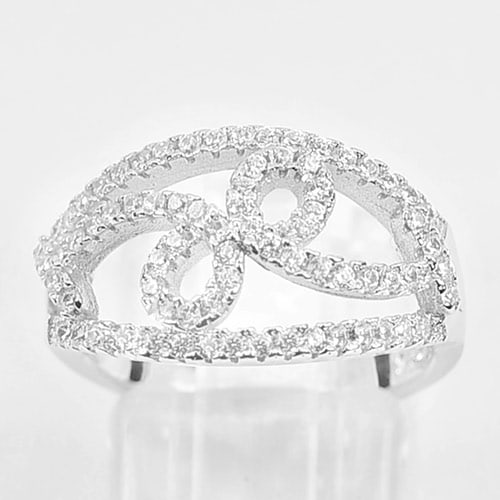 4.03 G. Real 925 Sterling Silver White Cz Jewelry Ring Size 6.5 (1 of 3)