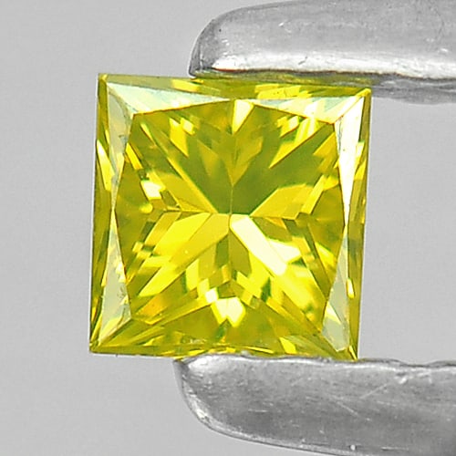 Natural Yellow Diamond 0.19 Ct. Square Princess Cut 3 x 3 x 2.2 Mm. (1 of 3)
