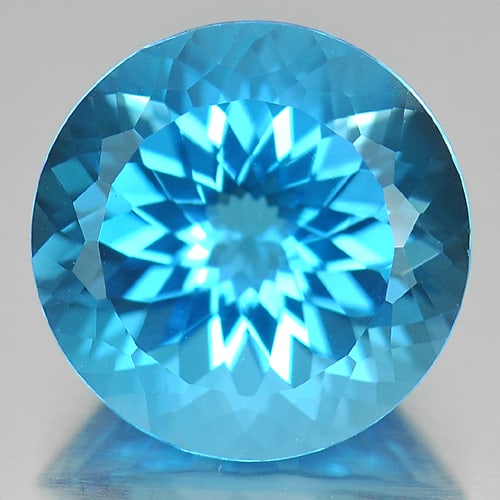 Natural Swiss Blue Topaz 14.18 Ct. Clean Round Shape 15 Mm Gemstone From Brazil (1 of 3)