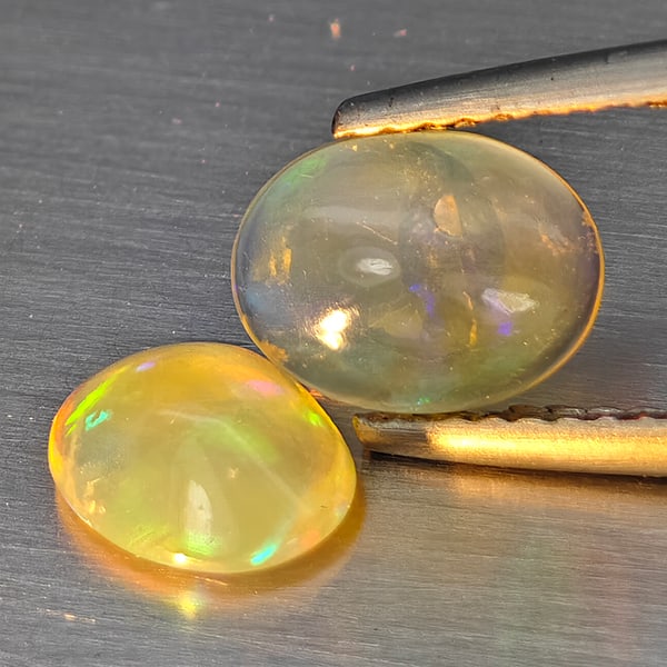 Natural Multi Color Play Of Colour Opal 1.15 Ct. 2 Pcs Oval Cabochon Shape Gemstones From Ethiopia (1 of 3)