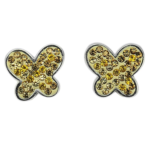 925 Sterling Silver White Gold Plated Earrings with Round Shape Yellow CZ: Product ID: 281330013 Product Name: Natural Fashion Jewelry Weight: 2.33 CT. Size: 11.2 x 10.2 Mm. MM. Shape: Butterfly Color: Yellow Clarity:None Luster: Good Gems Origin: Thailand Treatment: None Cr