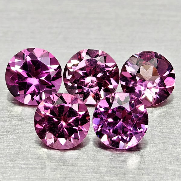 Natural Purplish Pink Rhodolite Garnet 1.45 Ct. 5 Pcs Round Shape 4 Mm Gemstones From Madagascar (1 of 3)