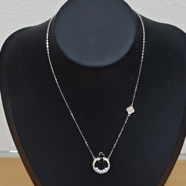 925 Sterling Silver Necklace Jewelry with White Round CZ Length 18 Inch. (1 of 3)